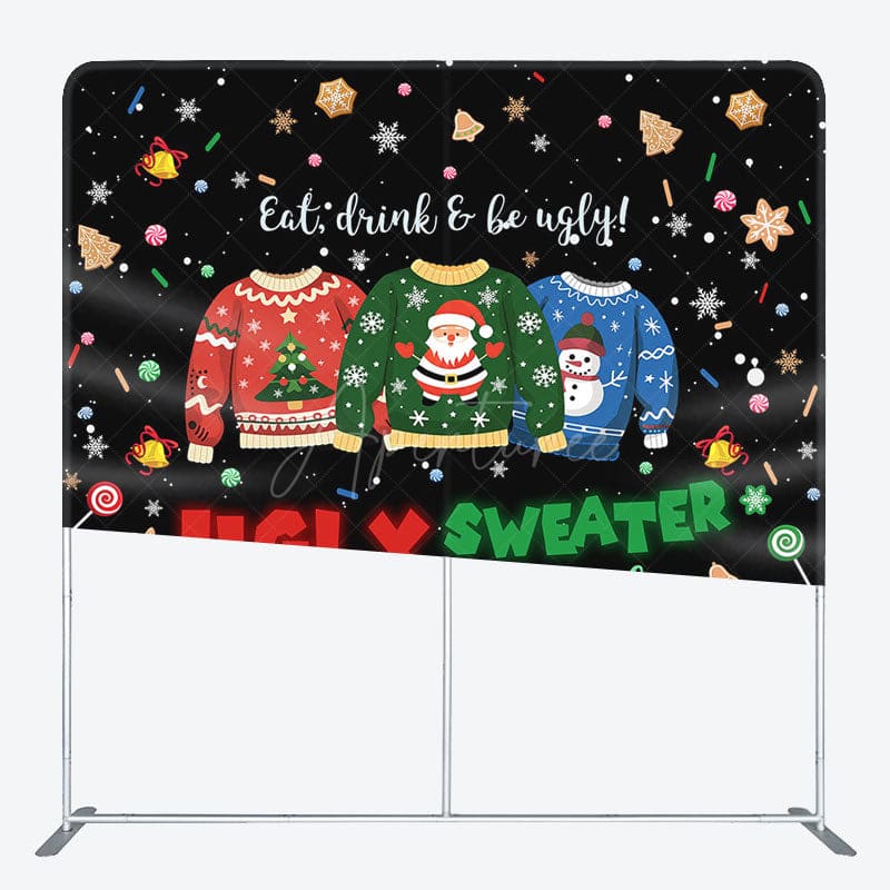 Aperturee - Aperturee Black Candy Ugly Sweater Pillow Cover Backdrop