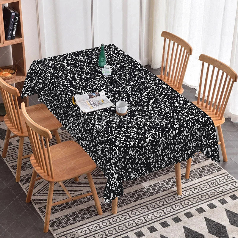 Aperturee - Aperturee Black Composition Book Rectangle Tablecloth Speckled Texture School Table Cover Teacher Student Party Decor