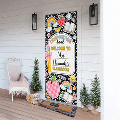 Aperturee - Aperturee Black Composition Book Welcome Classroom Door Cover Colorful School Theme Rainbow Apple Pencil Design