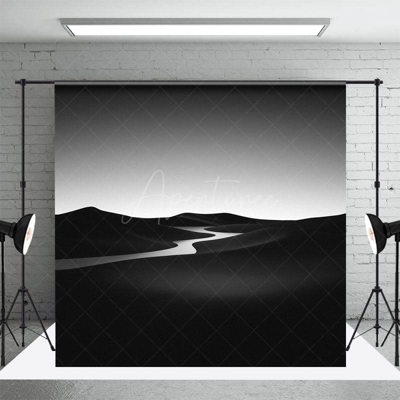 Aperturee - Aperturee Black Dark Simple Sand Dunes Natural Scene Backdrop