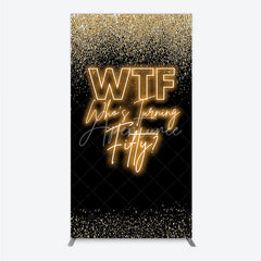 Aperturee - Aperturee Black Gold 50th Birthday Rectangle Backdrop Neon Text Funny Quote Background Adult Milestone Party Rectangle Cover