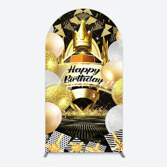 Aperturee - Aperturee Black Gold Balloon Gift Crown Birthday Arch Backdrop