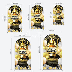 Aperturee - Aperturee Black Gold Balloon Gift Crown Birthday Arch Backdrop