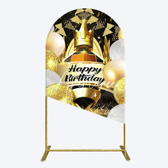 Aperturee - Aperturee Black Gold Balloon Gift Crown Birthday Arch Backdrop