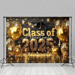 Aperturee - Aperturee Black Gold Balloons Bokeh Class of 2025 Grad Backdrop