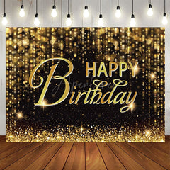 Aperturee - Aperturee Black Gold Bokeh Vibe Lights Happy Birthday Backdrop