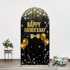 Aperturee - Aperturee Black Gold Glitter Happy Fathers Day Arch Backdrop