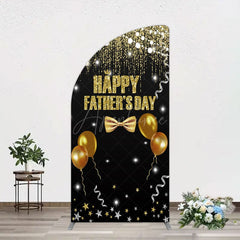 Aperturee - Aperturee Black Gold Glitter Happy Fathers Day Half Moon Arch Backdrop