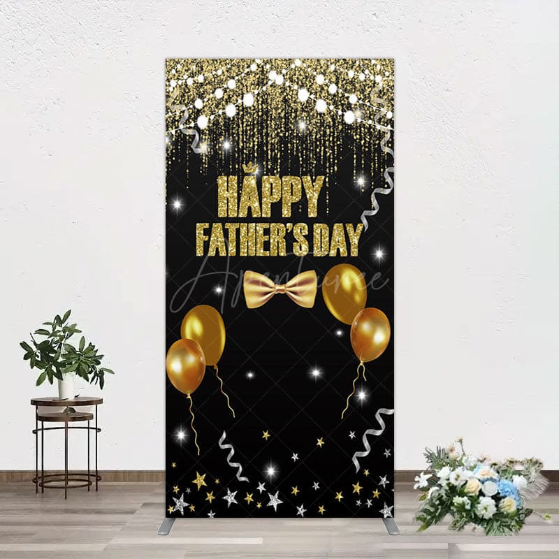 Aperturee - Aperturee Black Gold Glitter Happy Fathers Day Rectangle Backdrop