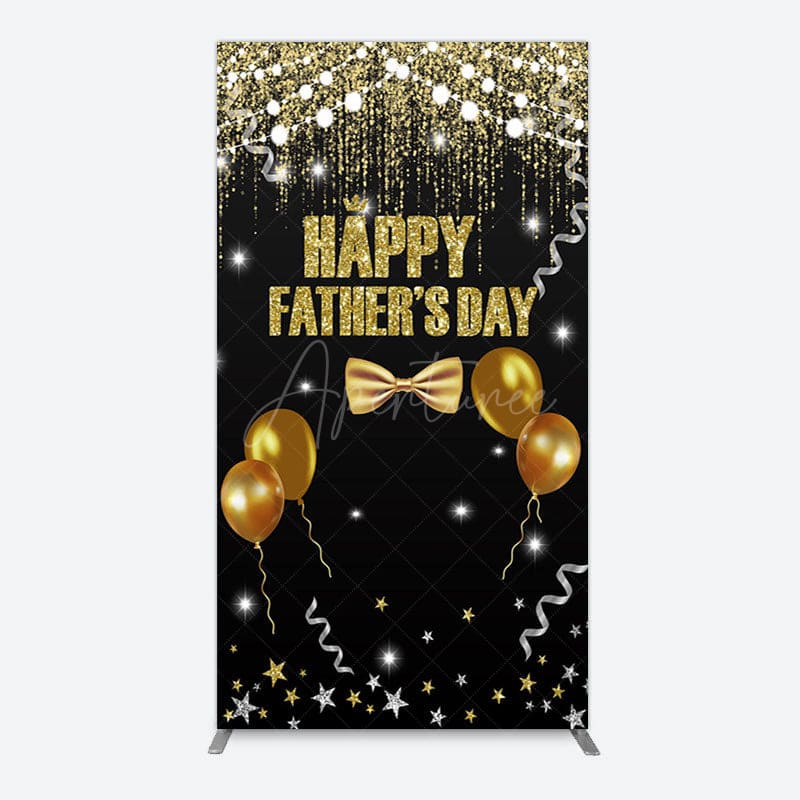 Aperturee - Aperturee Black Gold Glitter Happy Fathers Day Rectangle Backdrop