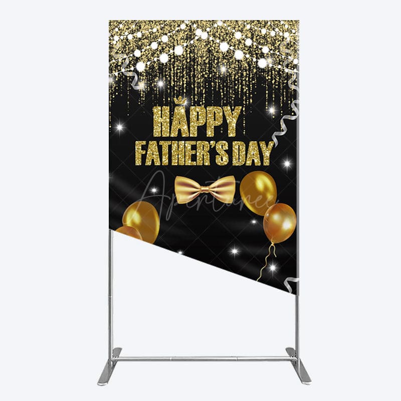 Aperturee - Aperturee Black Gold Glitter Happy Fathers Day Rectangle Backdrop