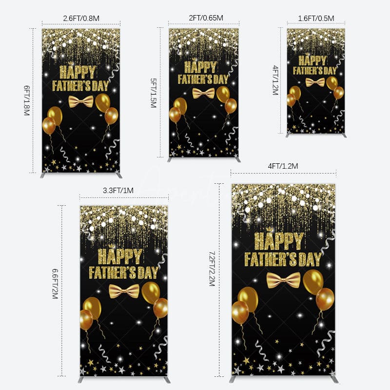 Aperturee - Aperturee Black Gold Glitter Happy Fathers Day Rectangle Backdrop