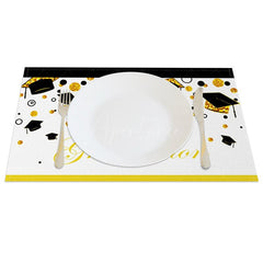 Aperturee - Aperturee Black Gold Glitter Mortarboard Set of 4 Placemats