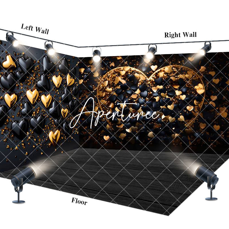 Aperturee - Aperturee Black Gold Love Valentines Vibe Room Set Backdrop