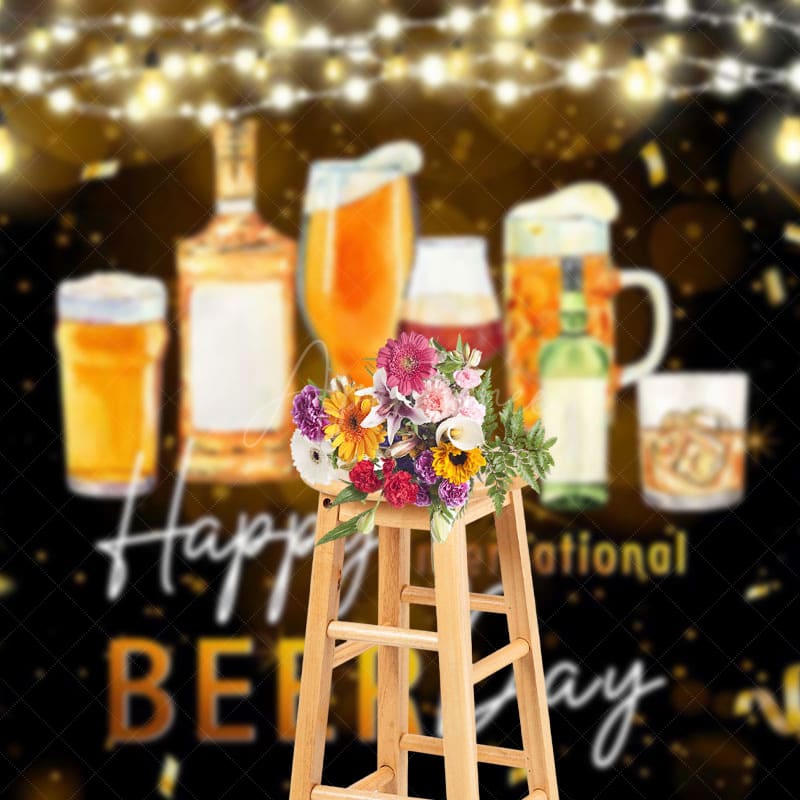 Aperturee - Aperturee Black Gold Ribbon Happy International Beer Day Backdrop