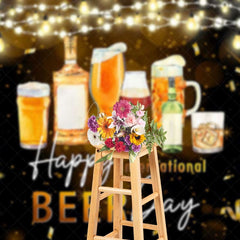 Aperturee - Aperturee Black Gold Ribbon Happy International Beer Day Backdrop
