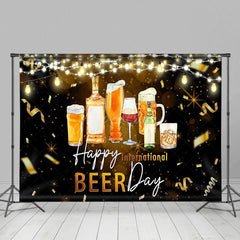 Aperturee - Aperturee Black Gold Ribbon Happy International Beer Day Backdrop
