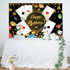 Aperturee - Aperturee Black Gold Sparkle Casino Happy Birthday Backdrop