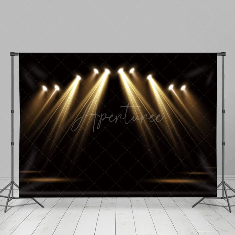 Aperturee - Aperturee Black Gold Spotlight Stage Backdrop For Photo Booth