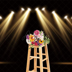 Aperturee - Aperturee Black Gold Spotlight Stage Backdrop For Photo Booth
