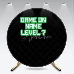 Aperturee - Aperturee Black Green Pixelated Game On Round Backdrop Retro Video Game Birthday Party Decor Gamer Event