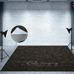 Aperturee - Aperturee Black Grey Retro Wood Fabric Floor Backdrop For Photo