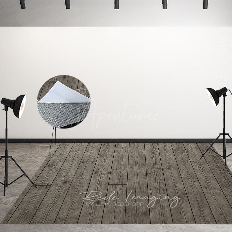 Aperturee - Aperturee Black Grey Vibe Wood Fabric Floor Backdrop For Photo