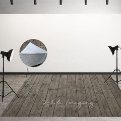 Aperturee - Aperturee Black Grey Vibe Wood Fabric Floor Backdrop For Photo