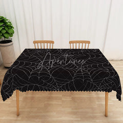 Aperturee - Aperturee Black Halloween Rectangle Tablecloth with Spider Web Pattern for Spooky and Gothic Party Decorations