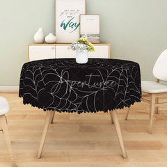 Aperturee - Aperturee Black Halloween Round Tablecloth with Spider Web Pattern for Gothic and Spooky Party Decorations