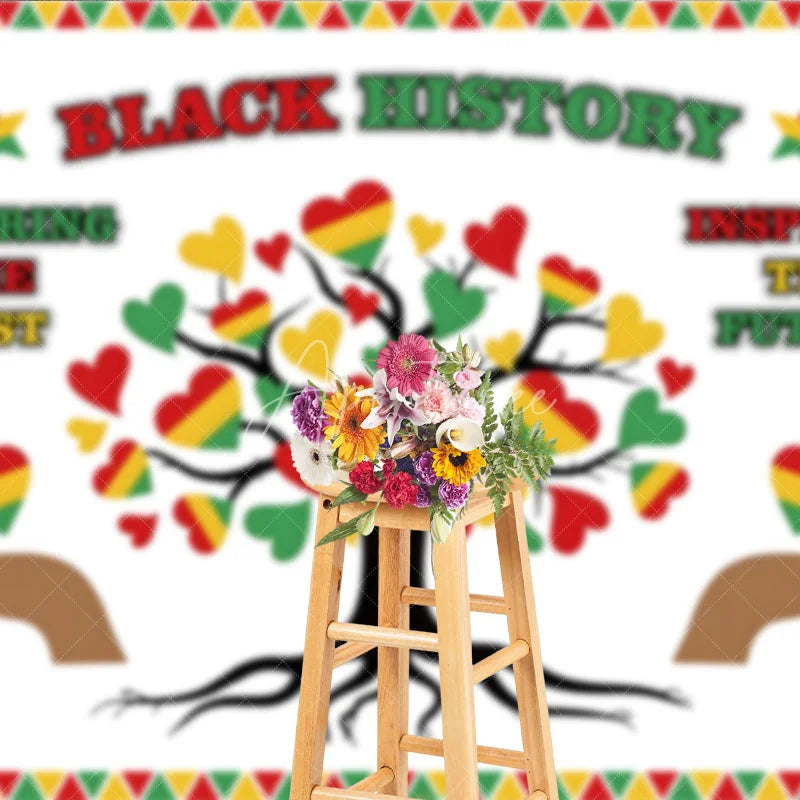 Aperturee - Aperturee Black History Month Backdrop Honoring the Past Inspiring the Future Heart Tree Background African American Heritage