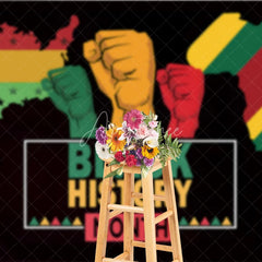 Aperturee - Aperturee Black History Month Backdrop Power and Unity Fist with USA and Africa Map Background Pan-African Heritage Celebration