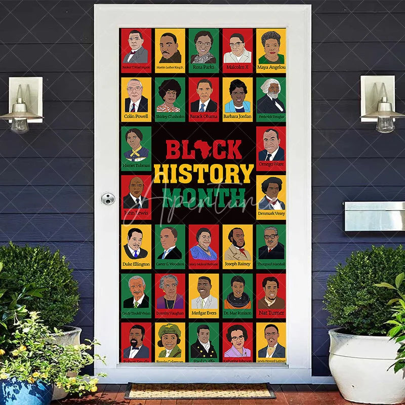 Aperturee - Aperturee Black History Month Door Cover African American Leaders Hero Portrait Party Decoration Education School History Banner