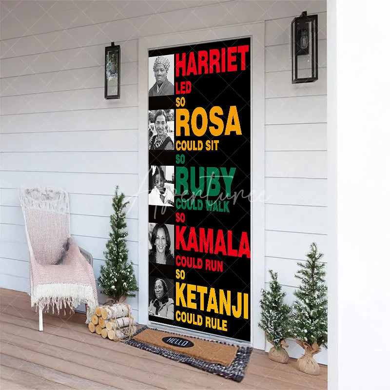 Aperturee - Aperturee Black History Month Door Cover Inspirational Women Civil Rights Leader Party Decoration Harriet Rosa Ruby Kamala