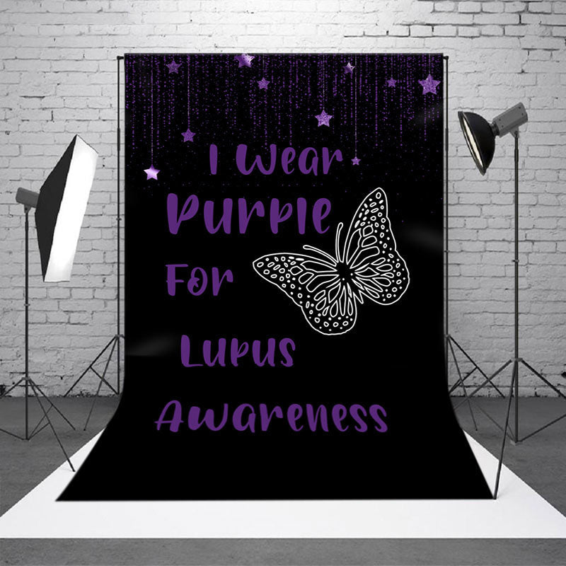 Aperturee - Aperturee Black I Wear Purple For Lupus Awareness Backdrop