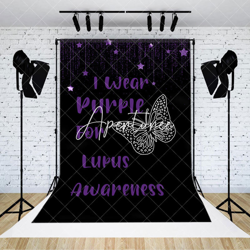 Aperturee - Aperturee Black I Wear Purple For Lupus Awareness Backdrop