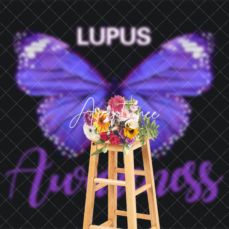 Aperturee - Aperturee Black Purple Butterfly Lupus Awareness Month Backdrop