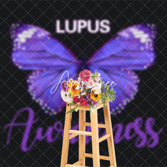Aperturee - Aperturee Black Purple Butterfly Lupus Awareness Month Backdrop