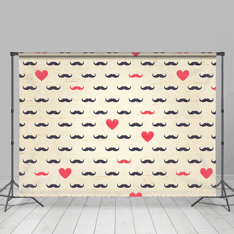 Aperturee - Aperturee Black Red Beard Love Heart Fathers Day Photo Backdrop