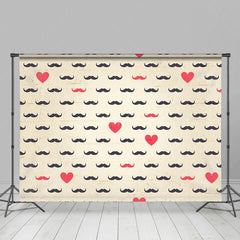 Aperturee - Aperturee Black Red Beard Love Heart Fathers Day Photo Backdrop