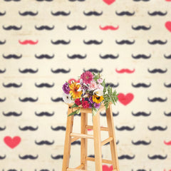 Aperturee - Aperturee Black Red Beard Love Heart Fathers Day Photo Backdrop