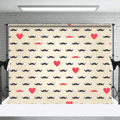 Aperturee - Aperturee Black Red Beard Love Heart Fathers Day Photo Backdrop