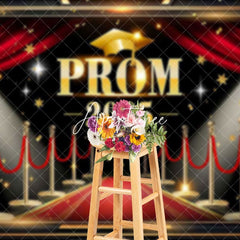 Aperturee - Aperturee Black Red Luxury Carpet Prom 2025 Graduation Backdrop