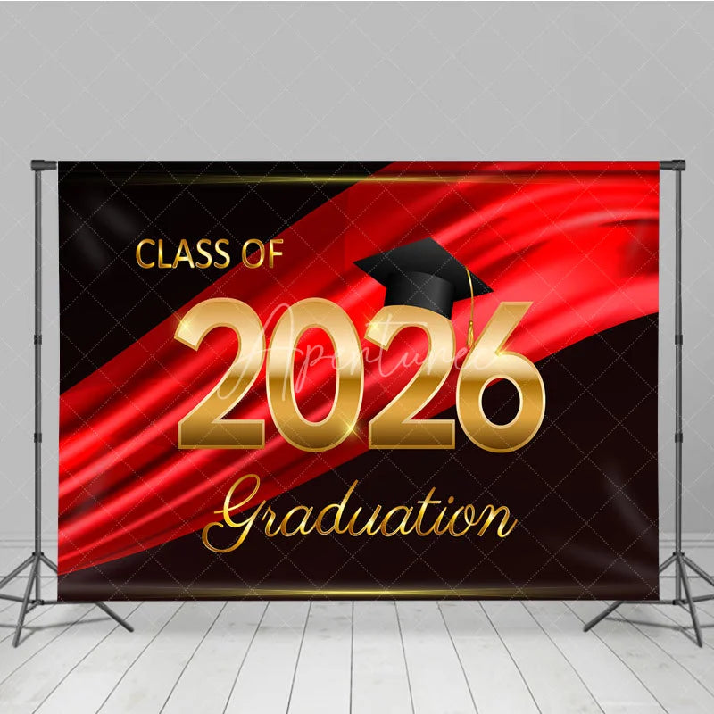 Aperturee - Aperturee Black Red Ribbon Celebrate Grad Ceremony Backdrop