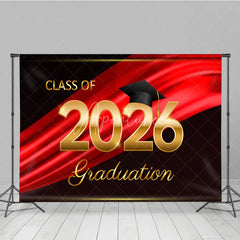 Aperturee - Aperturee Black Red Ribbon Celebrate Grad Ceremony Backdrop