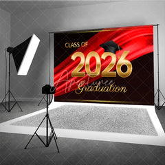 Aperturee - Aperturee Black Red Ribbon Celebrate Grad Ceremony Backdrop