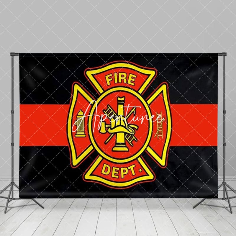 Aperturee - Aperturee Black Red Yellow Fire Station Logo Backdrop For Party