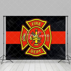 Aperturee - Aperturee Black Red Yellow Fire Station Logo Backdrop For Party
