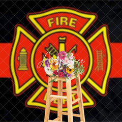Aperturee - Aperturee Black Red Yellow Fire Station Logo Backdrop For Party