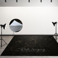 Aperturee - Aperturee Black Retro Wood Fabric Floor Backdrop For Photo